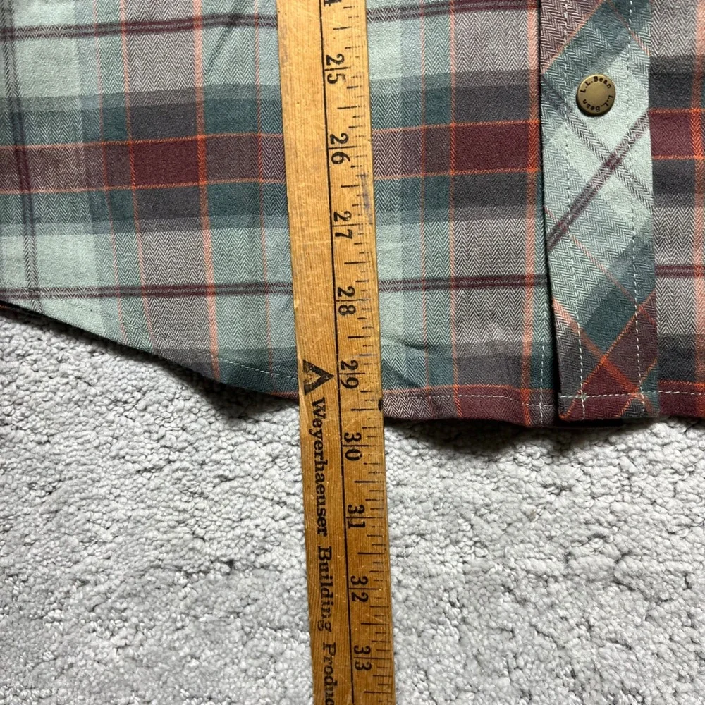 LL Bean Mountainside Brushed Performance Shirt Mens M Plaid Red Green Snap Front - Picture 15 of 16